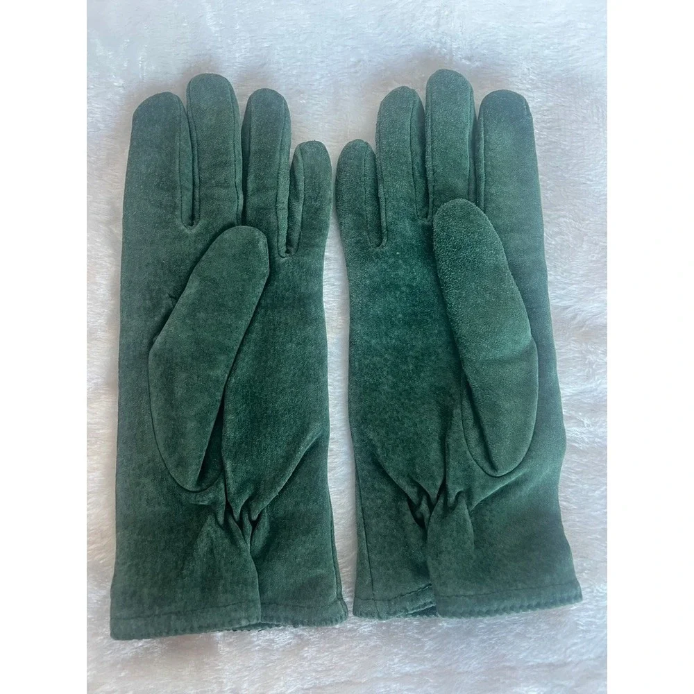 Suede Gloves Forest Green Lined Med Dark Academia Vintage MCM Forestcore Classic